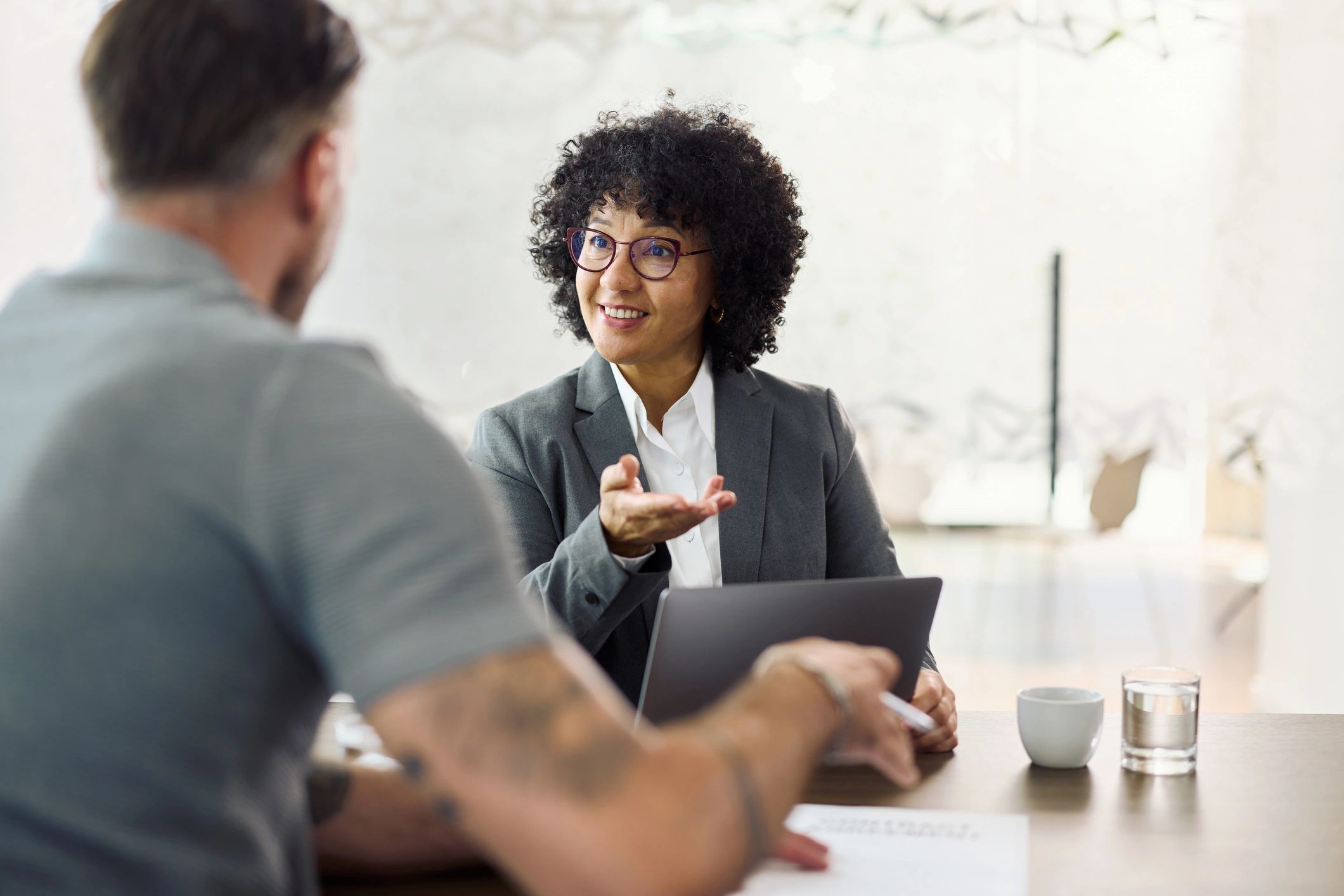 Professional client consultation in an office